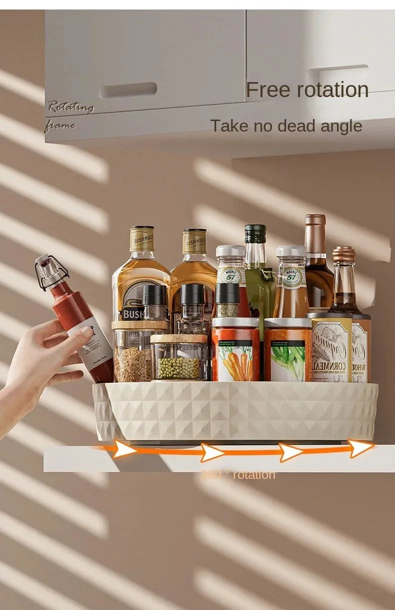 Rotating Spice Rack Organizer For Kitchen Cosmetics Storage