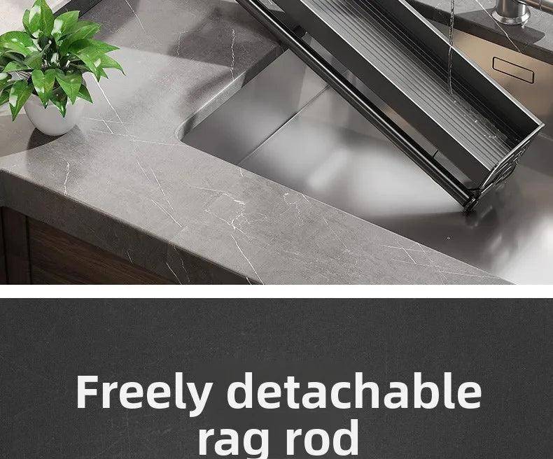 Gunmetal Space Aluminum No-Drill Wall Mounted Kitchen Storage Rack