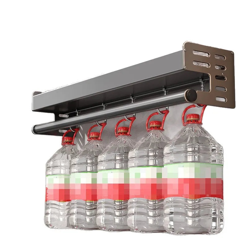 Gunmetal Space Aluminum No-Drill Wall Mounted Kitchen Storage Rack