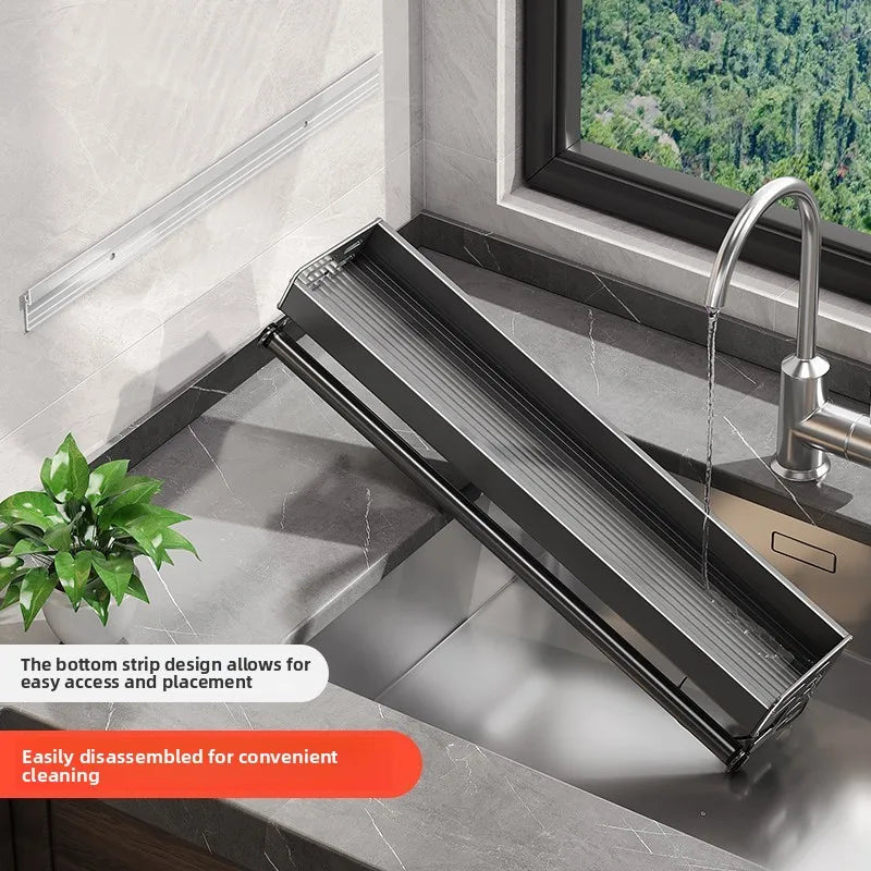 Gunmetal Space Aluminum No-Drill Wall Mounted Kitchen Storage Rack