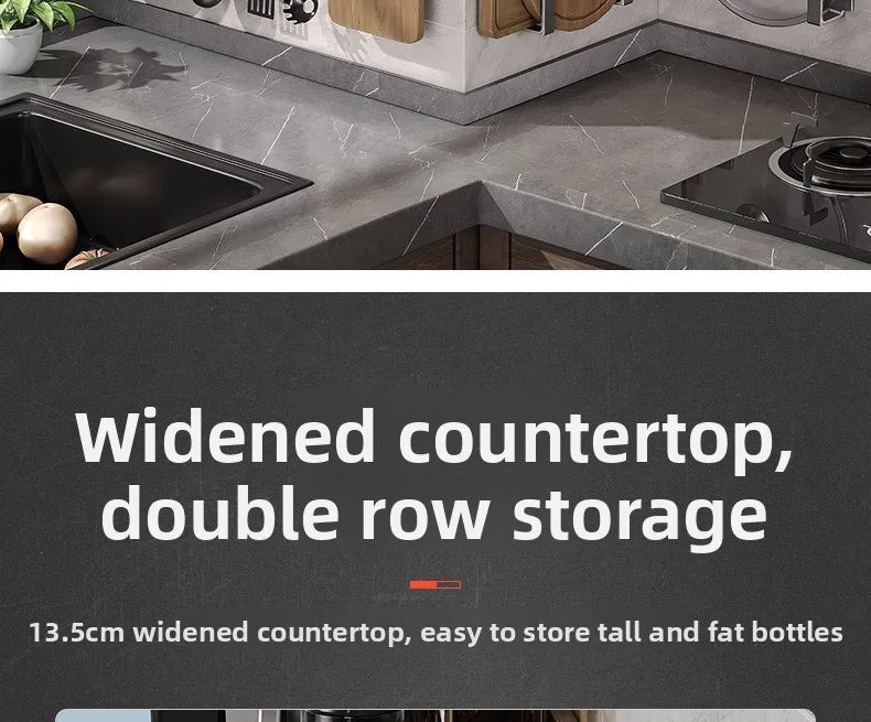 Gunmetal Space Aluminum No-Drill Wall Mounted Kitchen Storage Rack