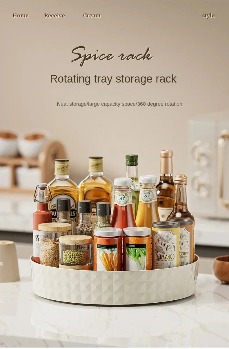 Rotating Spice Rack Organizer For Kitchen Cosmetics Storage